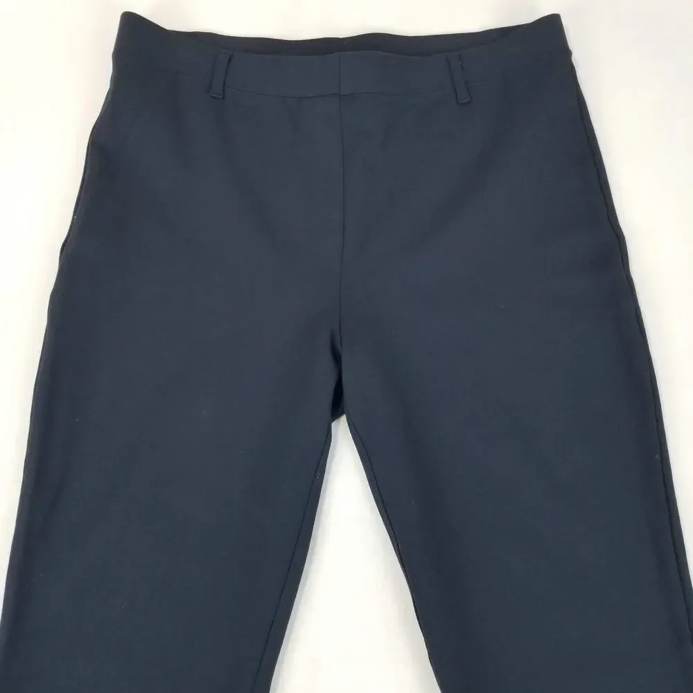 2 PC Quince Pants Womens Large Tall Black Navy Ultra-Stretch Ponte Straight Leg